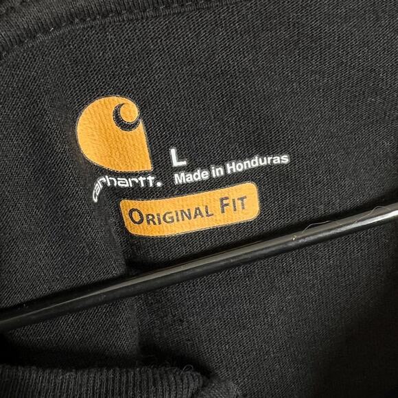 Carhartt Henley T Shirt Mens Sz Large Black Logo Pocket Casual Outdoor Workwear - Picture 4 of 9